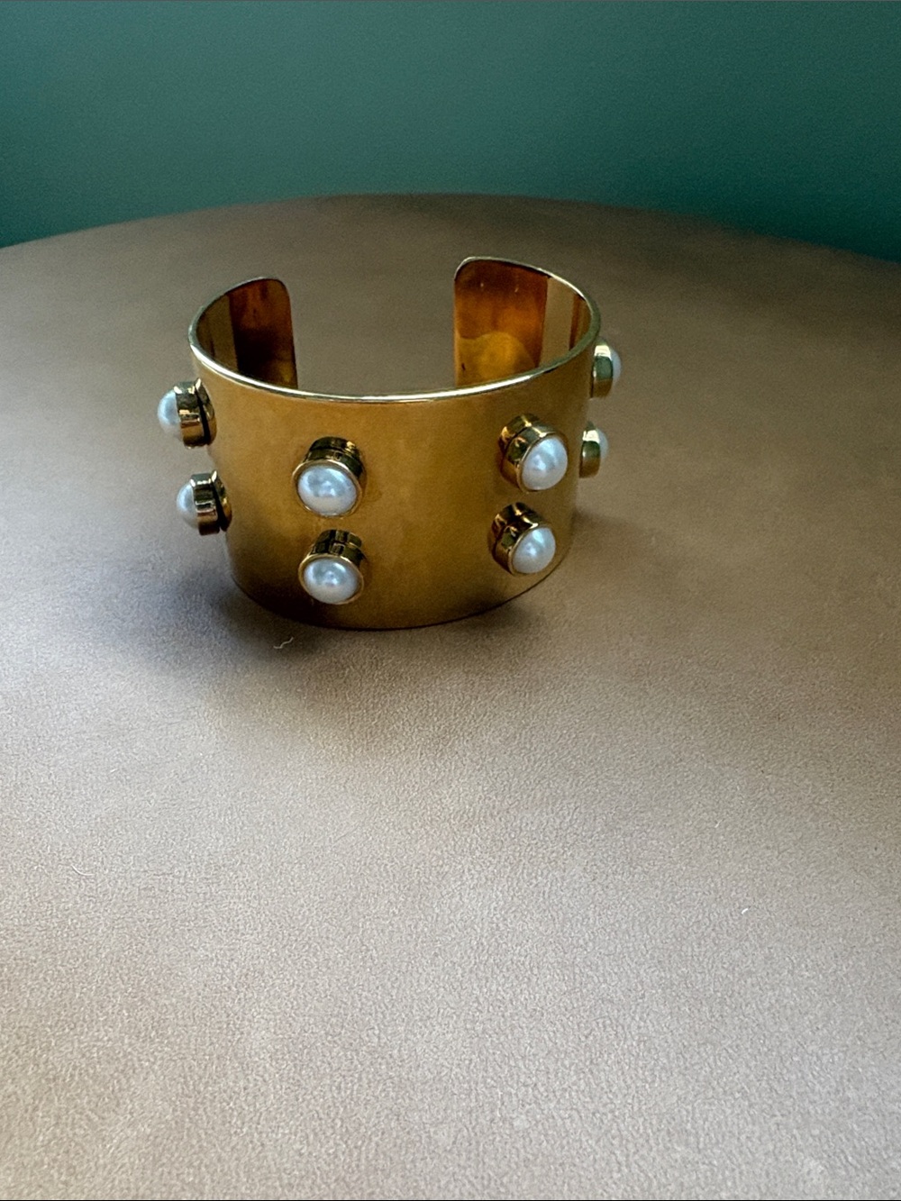 BaubleBar Gold Pearl-Accented Cuff Bracelet